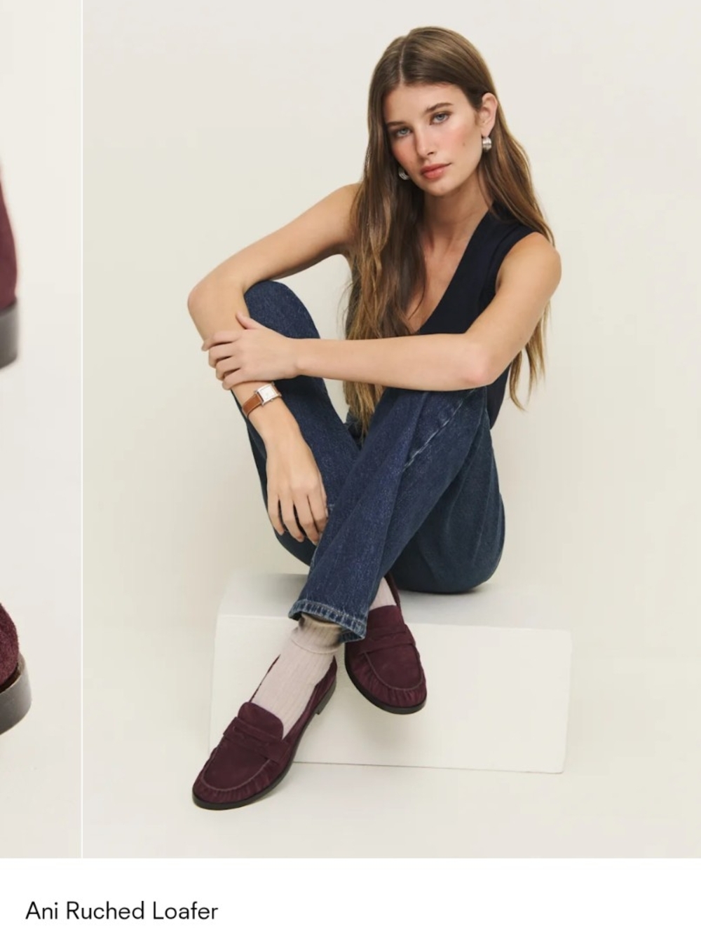 Reformation Ani Ruched Loafer — Deep Plum Suede 7.5 - Picture 4 of 5